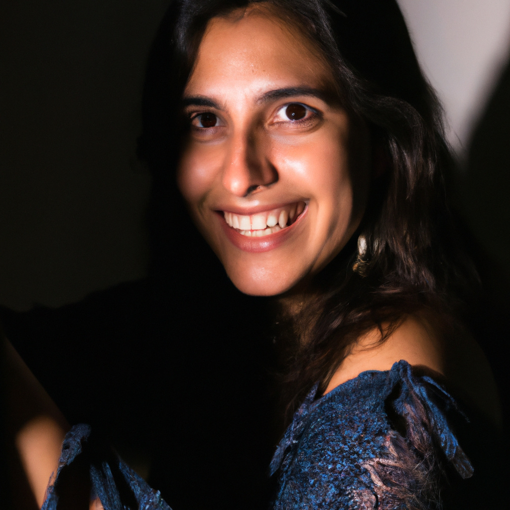 Retrato de María Rojas, actriz de teatro y TV, luz suave.